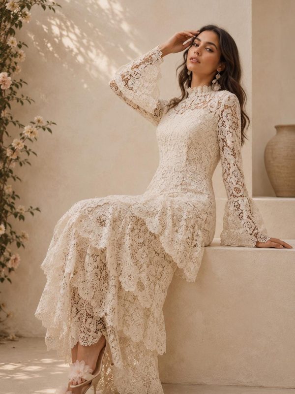 Women’s Ivory Lace Maxi Dress